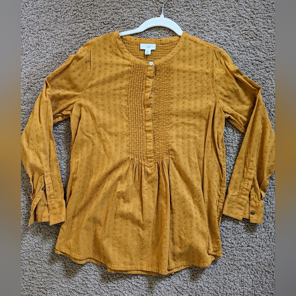 J.Jill Mustard Yellow Popover Tunic Size Small Petite 100% cotton